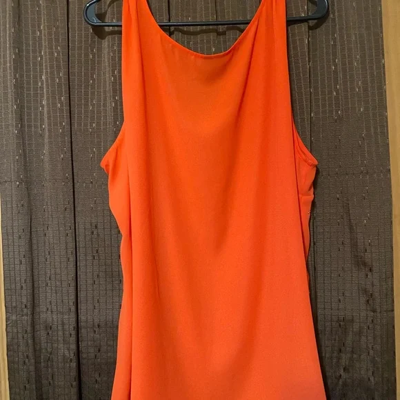 A Worthington 3X, orange, sleeveless, sheer top. - Picture 4 of 5